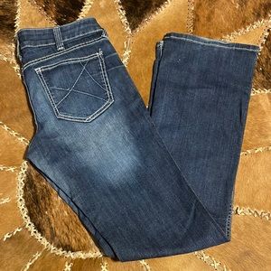 Mid rise boot cut long length Arian real denim